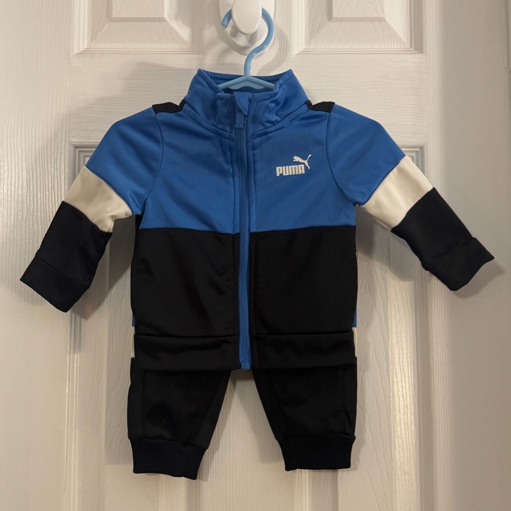 Puma Baby Boy Blue Black And White Two Piece Track Suit Set Like New